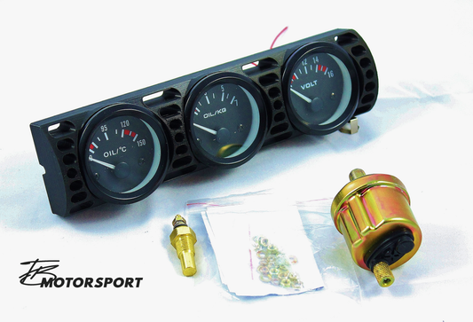 Zusatzinstrumente Halter 3x 52mm inkl. Anzeigen + Sensoren Öl Temp Druck